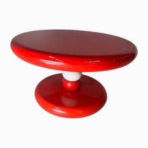 Round Coffee Table in Red & White Plastic by Peter Ghyczy