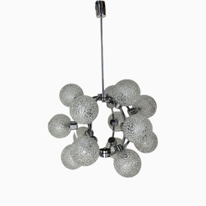 Sputnik Kugel Kronleuchter Weiß Chrom