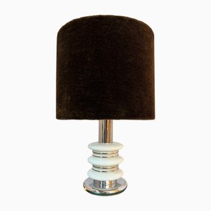 Tischlampe aus Weißbraunem Glas von Leclaire & Schäfer
