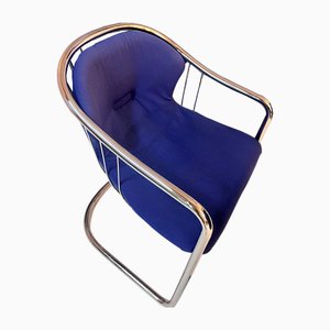 Silla Cantilever en azul de cromo de Gastone Rinaldi para Alma