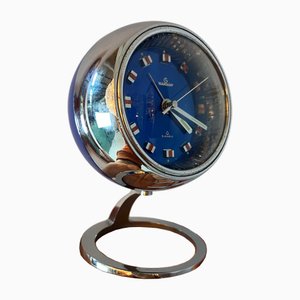 Blue & Silver 2 Jewels Alarm Clock from Garant, 1970s