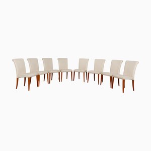 Vittoria Dining Chairs in Cream Leather and Wood from Poltrona Frau, Set of 8