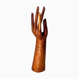 Wooden Hand Jewelry Display Sculpture, 1970s