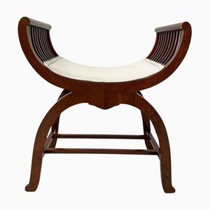 Art Nouveau Gondola Stool in Walnut & Oak, Austria, 1910