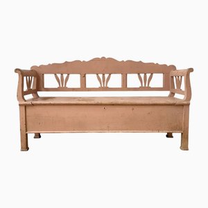 French Pink Settle Bench, Early 20th Century