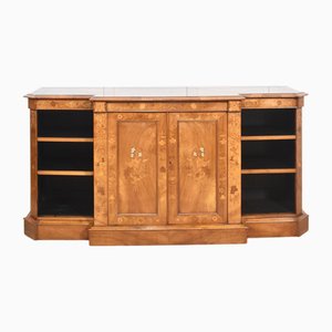Walnut Inlaid Breakfront Bookcase