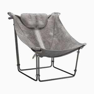 Buffalo Sessel aus Rindsleder & Stahl von Kwok Hoi Chan, 1969