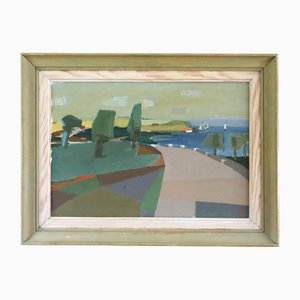Coastal Curve, Oil Painting, Framed