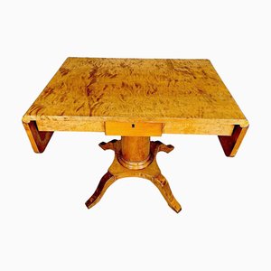 Schwedischer Biedermeier Säulentisch aus Goldener Birke, 1890er