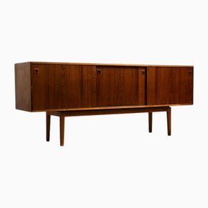 Rosewood and Teak Low Sideboard with Sliding Doors and Drawers, 1960s