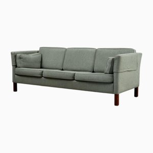 Mid-Century Cherry Wood Three-Seater Sofa