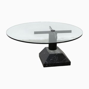 Coffee Table in Glass with Iron and Marble, 1980s