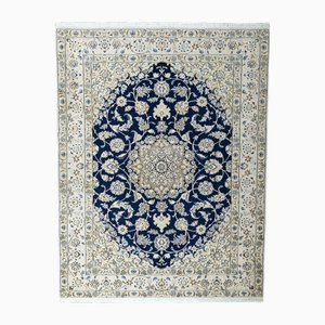 Hand-Knotted Nain Rug with Floral Medallion