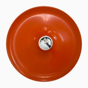 Mid-Century Modern Honsel Orange Space Age Disc Lamp by Charlotte Perriand for Les Arcs, 1970a