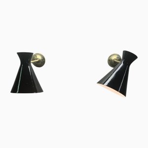 Italienische Mid-Century Modern Wandleuchten, 2er Set