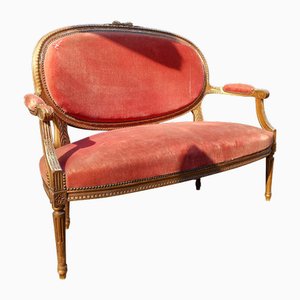 Louis XVI Bank aus Vergoldetem Holz, 1870