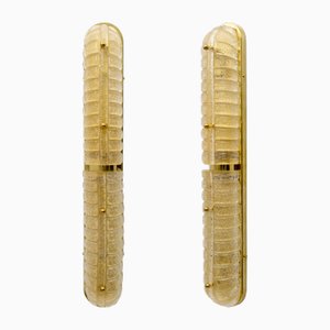Goldene Art Deco Wandleuchten aus Muranoglas & Messing, 2 . Set