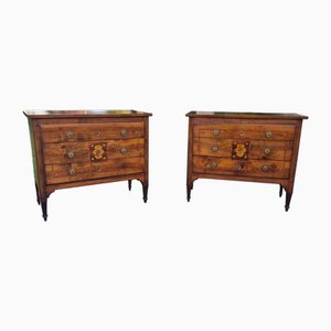 Kommoden aus Furniertem Nussholz, 1770, 2er Set