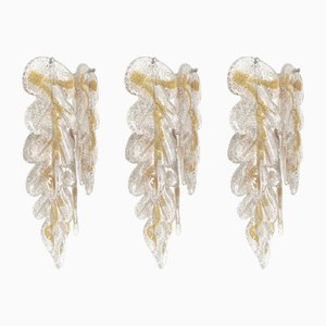 Applique da parete Mid-Century moderne color ambra di Mazzega, Italia, anni '70, set di 3