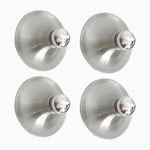 Apliques de pared italianos Mid-Century modernos de metal de Targetti Sankey, años 70. Juego de 4