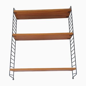 Vintage String Shelf with Black Metal Frame by Kajsa & Nils Nisse Strinning, 1970s