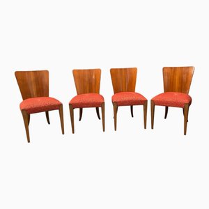H-214 Stühle aus Nussholz von Jindřich Halabala, 1950er, 4er Set