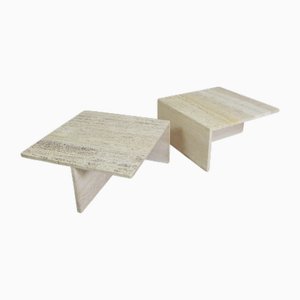 Vintage Travertine Coffee Tables, 1970s, Set of 2
