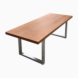 Mesa de centro brutalista Mid-Century moderna de wengué y acero, Alemania, años 60