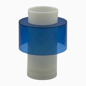 Scandinavian Acrylic Table Lamp with White and Blue Hues, 1970s