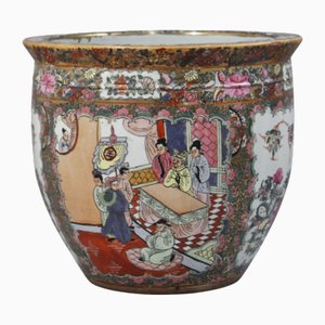 Vaso Mid-Century moderno in stile cantonese dipinto a mano