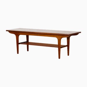 Mesa de centro Mid-Century moderna de listones de teca, años 60