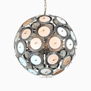Lámpara colgante Sputnik Discs vintage de cristal de Murano, 1975