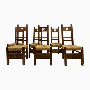 Vintage Arts and Crafts Dining Chairs, 1920, Set of 6