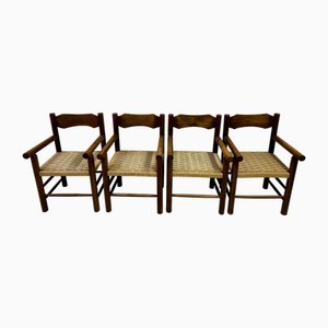 Mid-Century Modern Italian Armchairs with Rope Seats, 1960s, Set of 4