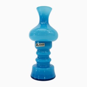 Portacandele in vetro opalino blu turchese, 1960