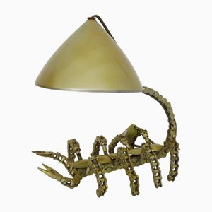 Brutalist Golden Scorpion Lamp, 1980s