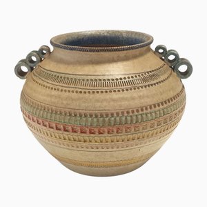 Modellierte und handbemalte Steingut Vase von Italica Ars, 1960er