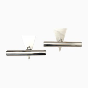Wandlampen aus Edelstahl, 1980, 2er Set