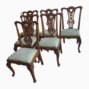 Antique Walnut Chairs, 1890s, Set of 6