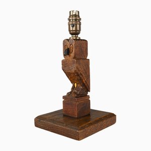 Lampe de Bureau Vintage en Chêne Sculpté à la Main, Angleterre, 1920s