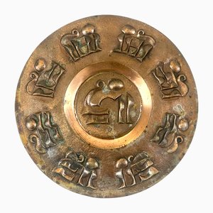 Mid-Century Modern Hungarian Copper Casting Wall Art Plate by Máté János, 1970s