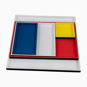 Vintage Trays in Colored Lacquer, Set of 5