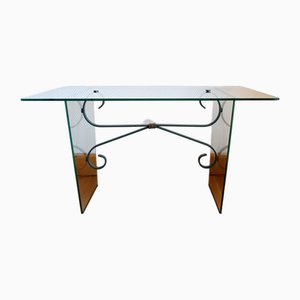 Mesa de centro de vidrio y hierro forjado, 1960