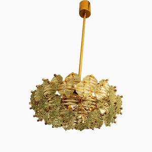 Gold-Plated Brass and Faceted Glass Chandelier from Kinkeldey, 1960s