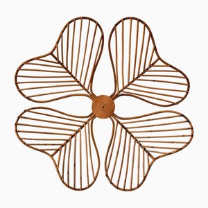 Vintage Bambus Blumen Wanddekoration, 1970er