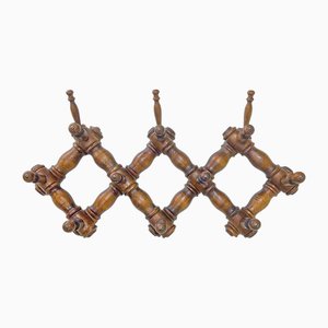 French Wall-Mounted Harmonica Coat Hat Rack, 1940s