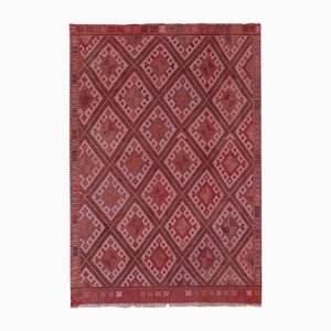 Turkish Jajim Kilim Rug in Wool with Geometric Motif