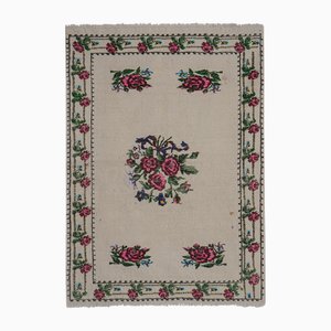 Vintage Turkish Floral Kilim Rug