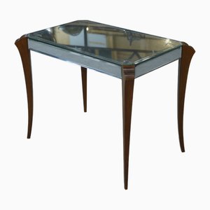 Table Basse Vintage en Miroir Biseauté et Ciselé par Marly Frère, 1950