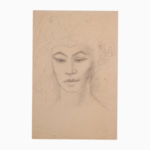 Retrato de una dama, principios del siglo XX, tinta y lápiz